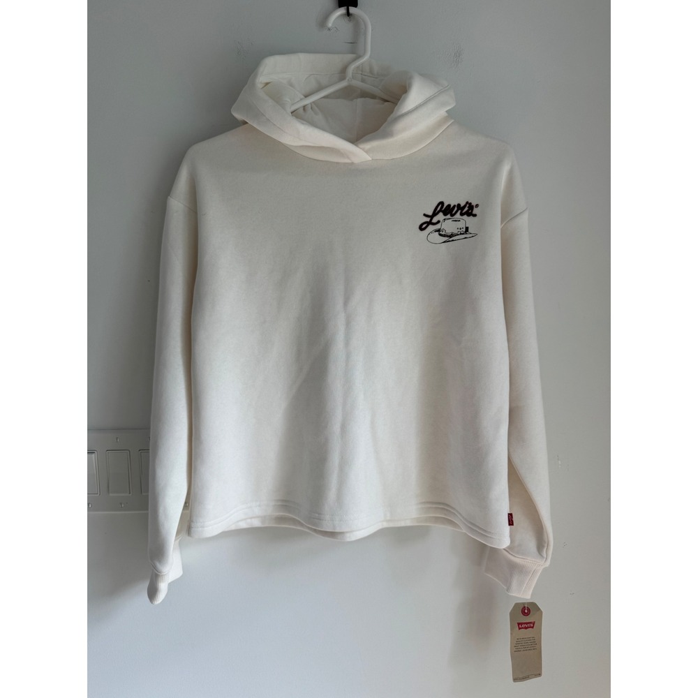 Levis Kids XL Cream Western Graphic Hoodie Cowboy Boots Hat NEW